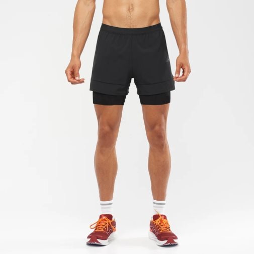 Black Salomon Cross 2in1 Men's Shorts | PH 68240I